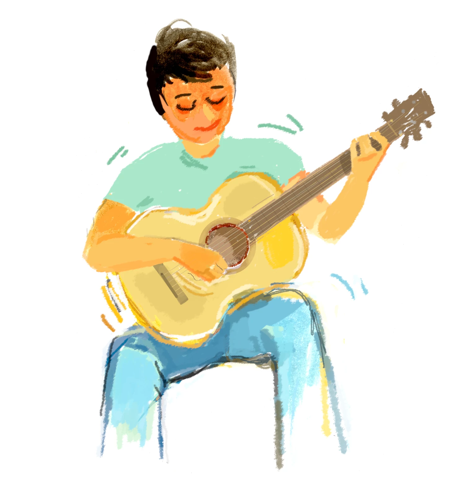 A kid playing guitar